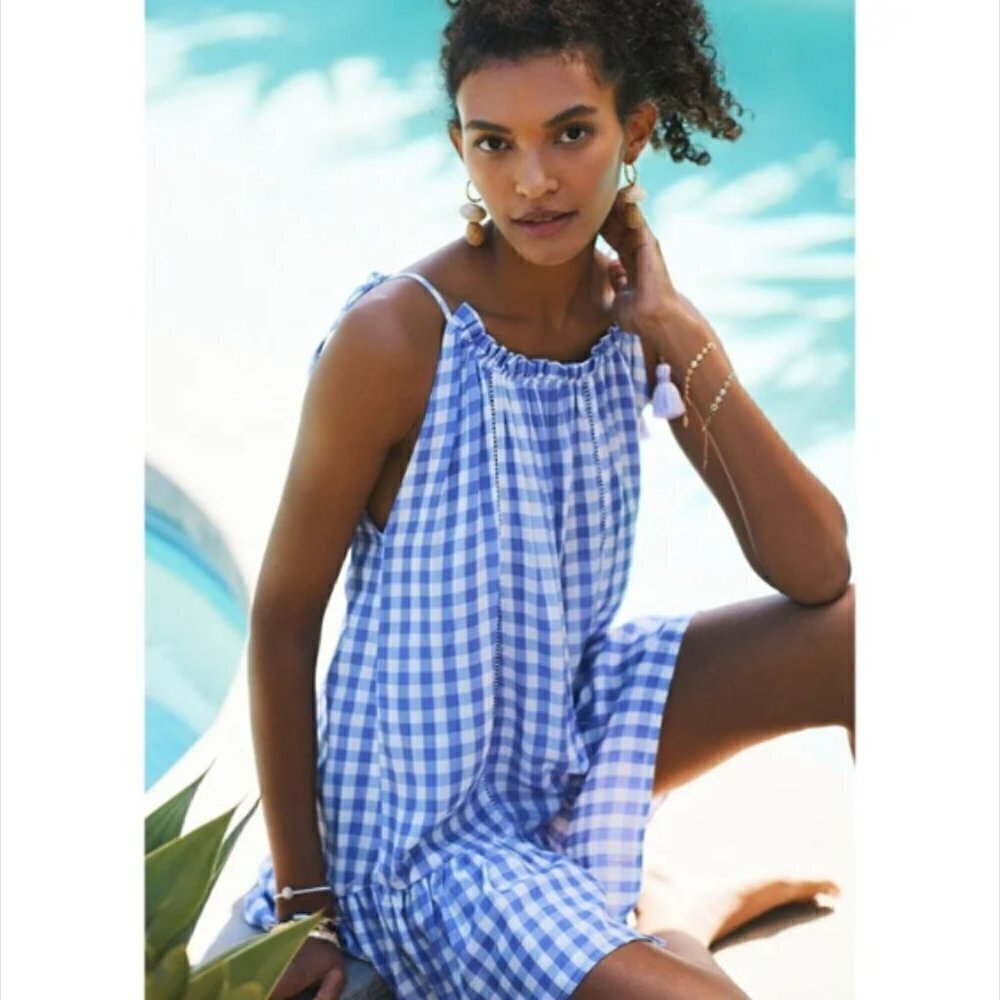 NEW Maaji Seersucker Magnolia Mini Cover Up dress Size S l Purple Gingham